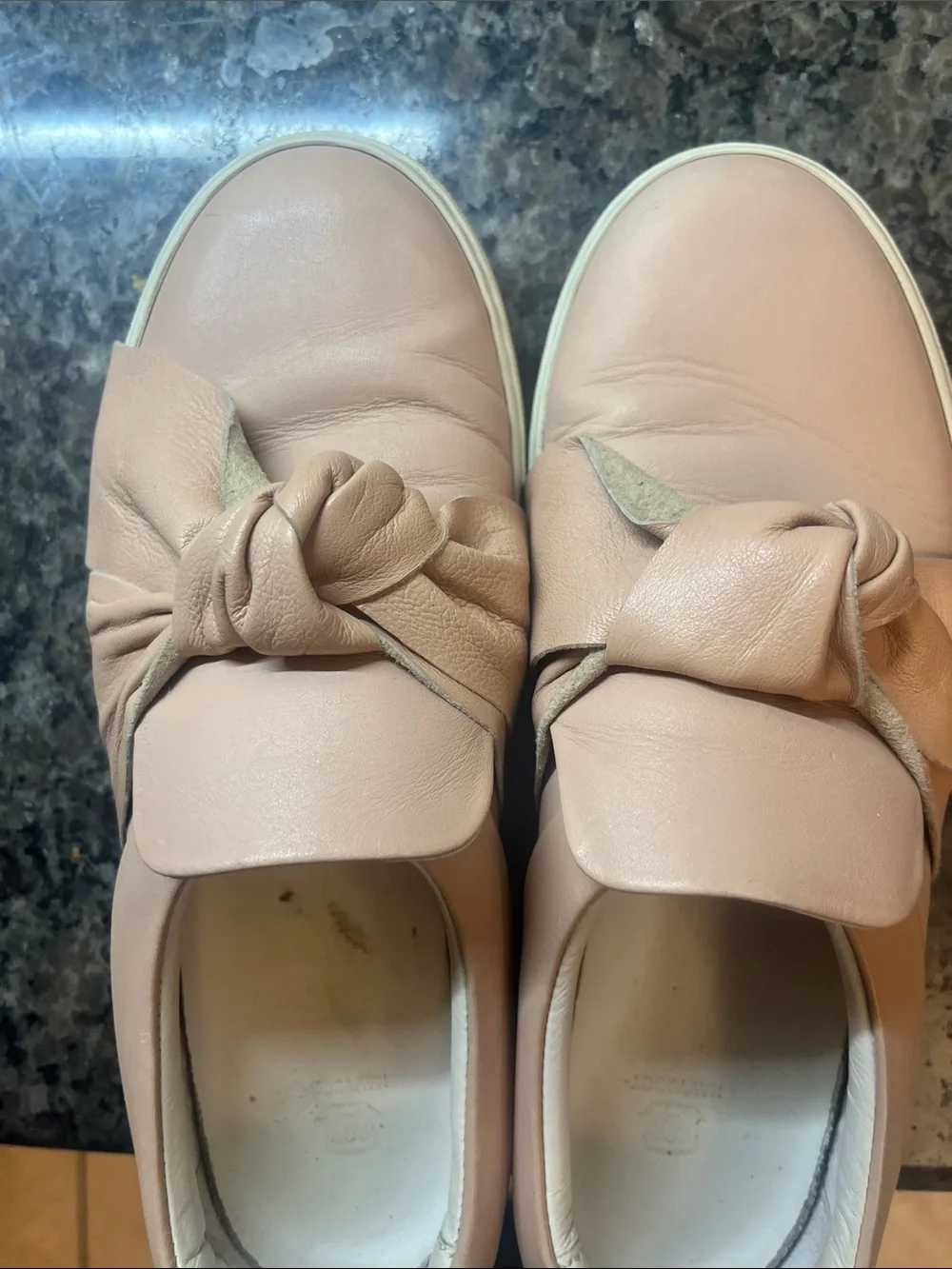 Navy boot slip-On Leather Knot Sneakers - Blush Pink 8